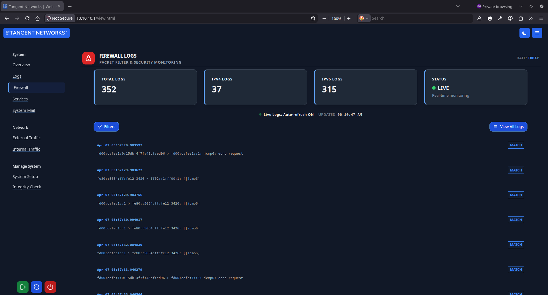 Firewall Logs — Live Feed