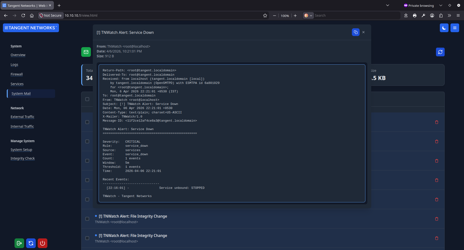 TNWatch Integrity Alert Modal