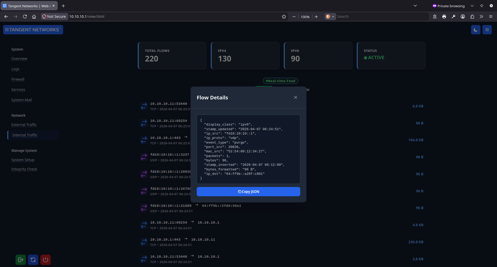 Internal JSON Flow Detail